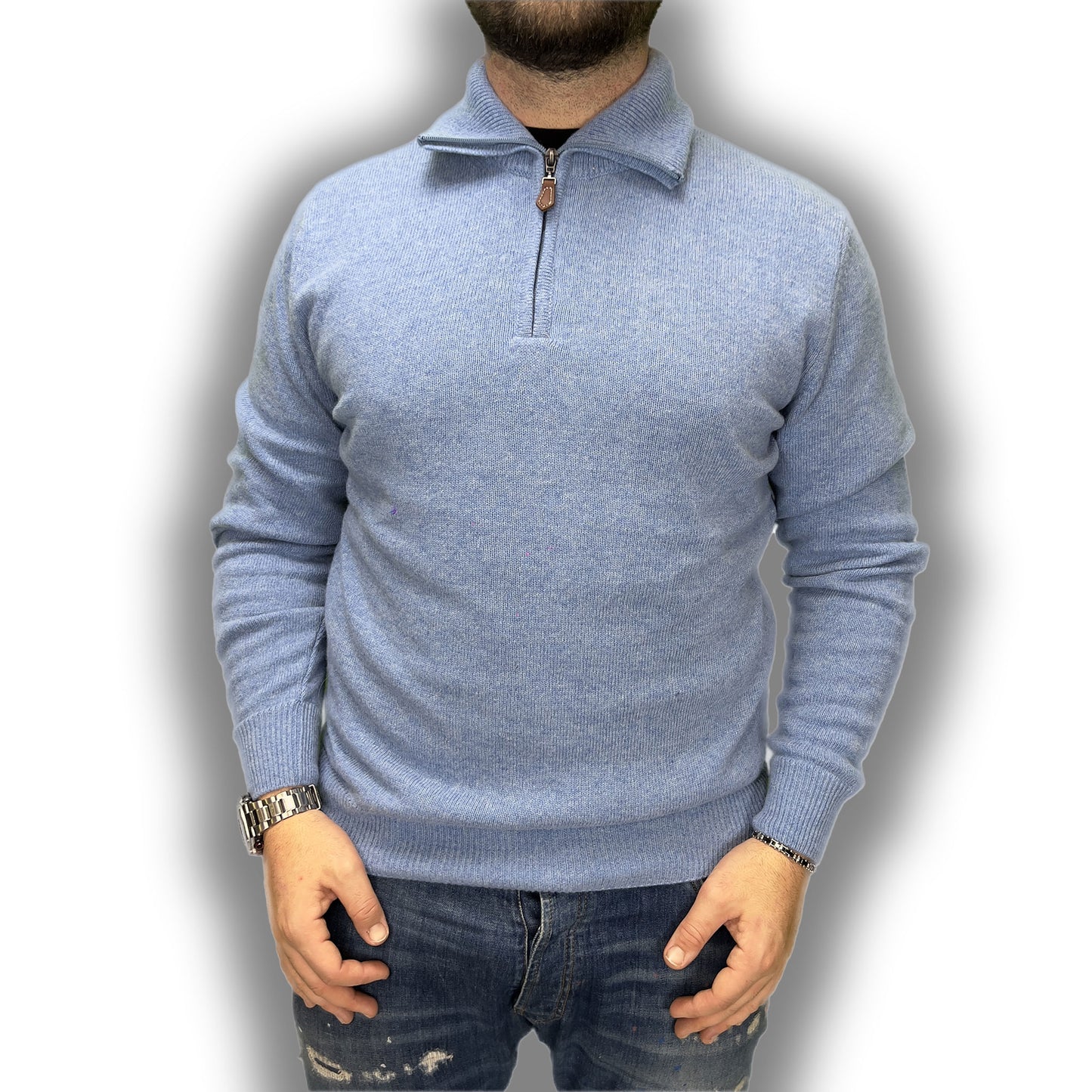 Maglia lana mezzo collo zip LSB