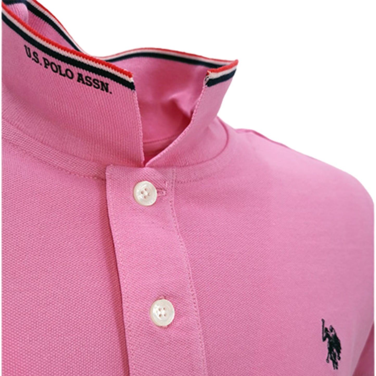 Polo tinta unita con collo rigato US POLO ASSN
